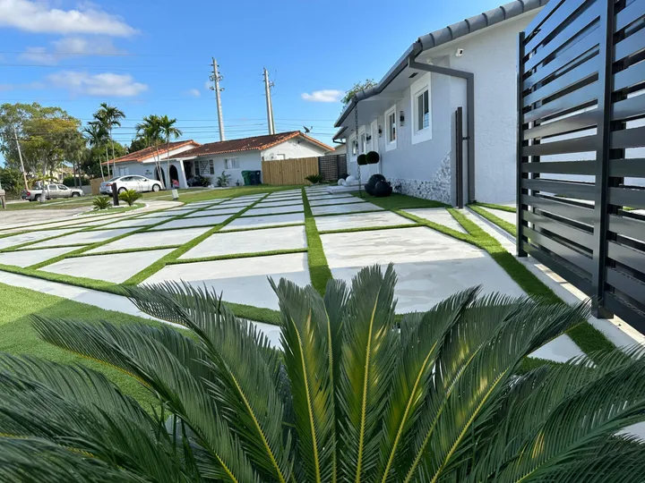 Resort-style backyard lawn
